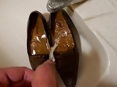 Piss in wifes brown work shoes