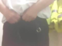 Quick cum at work wearing pink knickers