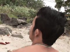 Junior and Cristian have gay anal sex on the beach