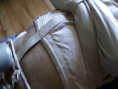 Enjoying in the canvas straitjacket