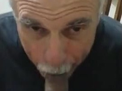 Old daddy give me blowjob and eat my cum 9