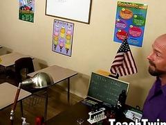 Muscular bald teacher ass destroys twink student for grades