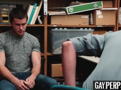 Young shoplifter paying for his crimes with his bare ass