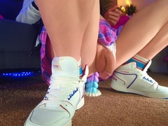 Mischievous femboy lad ravaging with faux-cock