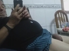 Grandpa Stroke On Webcam