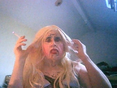 Fuckpig fag Sarah's harassment, she faps, romps her sphincter gash, eggs and pies face