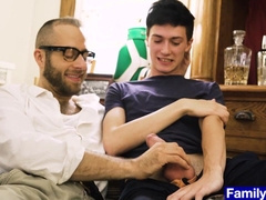 Stepdaddy Trains Teenie How To Inhale And Plumbs Him