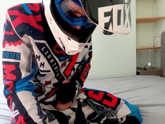 Platinum-Blonde Teenage Fellow Wank off in Fox MX Gear in Jizm on Helmet