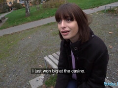 Cute Italian babe offers sexual favours for his Casino winnings
