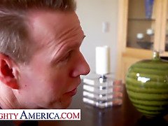 Mischa Brooks takes on a massive cock in a wild American orgy