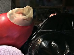 Long breathplay with electric stimulation wearing 2 catsuits and 2 corsets high quality