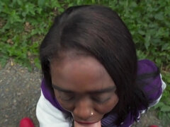 Ebony girl from Colombia is going to take BWC in public