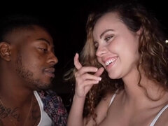 Jessie Rogers treats her man to a view of interracial sex