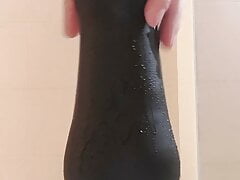 Anal training with the 80-92mm huge toy.  Regular attempt