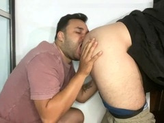 Secretive young pals getting it on and filling each other up on the terrace