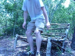 Kudoslong outside unwraps nude and masturbate until he pops