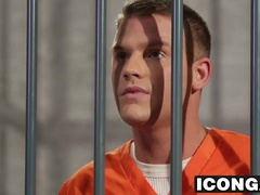Mature bold dude fucks sexy twink hard in a prison cell