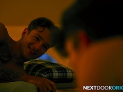 Chocolate Cub Spitroasted By Super-Sexy Stranger & Jock Pal - NextDoorStudios