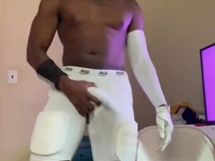 Suspended Black Football Player Masturbates Off After Experience And Shoots Ginormous Geyser