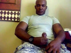 Black Military Man Jerks Off and Cums Solo