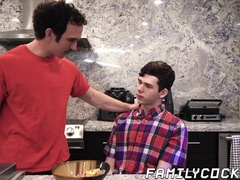 Kinky stepfather barebacks twink and cums on his cute face