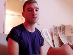 Timid blond-haired guy turns out to be a total slut