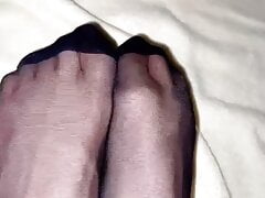 Chinese foot CD selfie black stockings feet