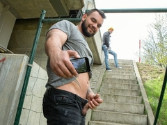 European hunks Jerome and Marty fuck by the road