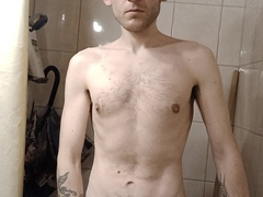 He unclothing before bathroom