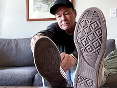 Bare Feet in Chuck's + Self Foot Worship + Masturbation