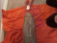 Sissy Fucks Huge Black Dildo