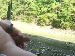 Me Jerking and Cum Naked Outdoor Public Exhib 147