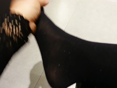 Black Patent Pumps with Pantyhose Teaser 20