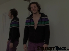 Dean loves watching himself pumping cum on the mirror