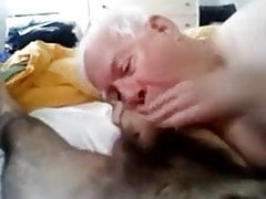 Grandpa sucking on a younger mans cock