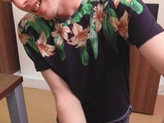 Handsome Man Lays On The Desk Spreads His legs well-prepped To Get romped For A Few Extra Cash - BigStr