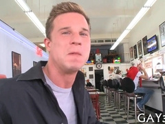 Watch Rod juggle and bounce on a hot, hard cock after a deepthroat session