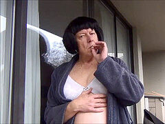 super-naughty Gigi enjoys a banana smoothie