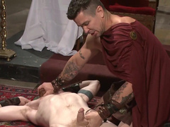 Male slave lets the horny master wax his cock and whip his ass in restless maledom