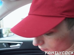 Interracial bareback between black stepdad and his white son