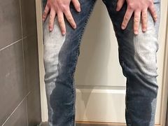 Huge jeans piss