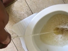 Morning Urinate and Wank off Routine Stunning Man Faps Ample Spunk-Pump Jism Shot