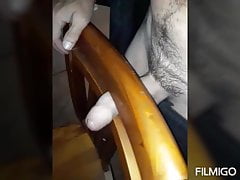 Fucking a chair with my hard horny big wet uncut cock on kik