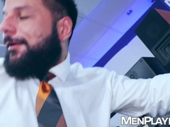 Suited Cristian Sam ass drills Little Brako deep in studio