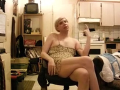 Slutty tranny loves to jerk off on camera