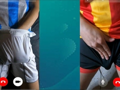 Players from opposing teams privately hook up on movie call to jerk after the derby