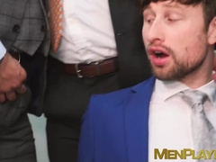 Naughty hunk Drew Dixon double penetrated by coworkers