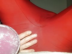 Red Spandex suit anal play 3