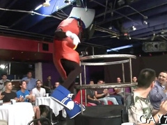 Watch this guy's gullet get stretched wide by Schlong's hard cock