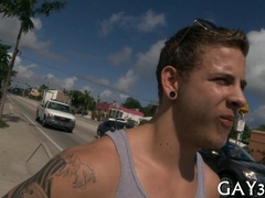 Watch this hot muscle hunk nail a lucky guy with his big cock